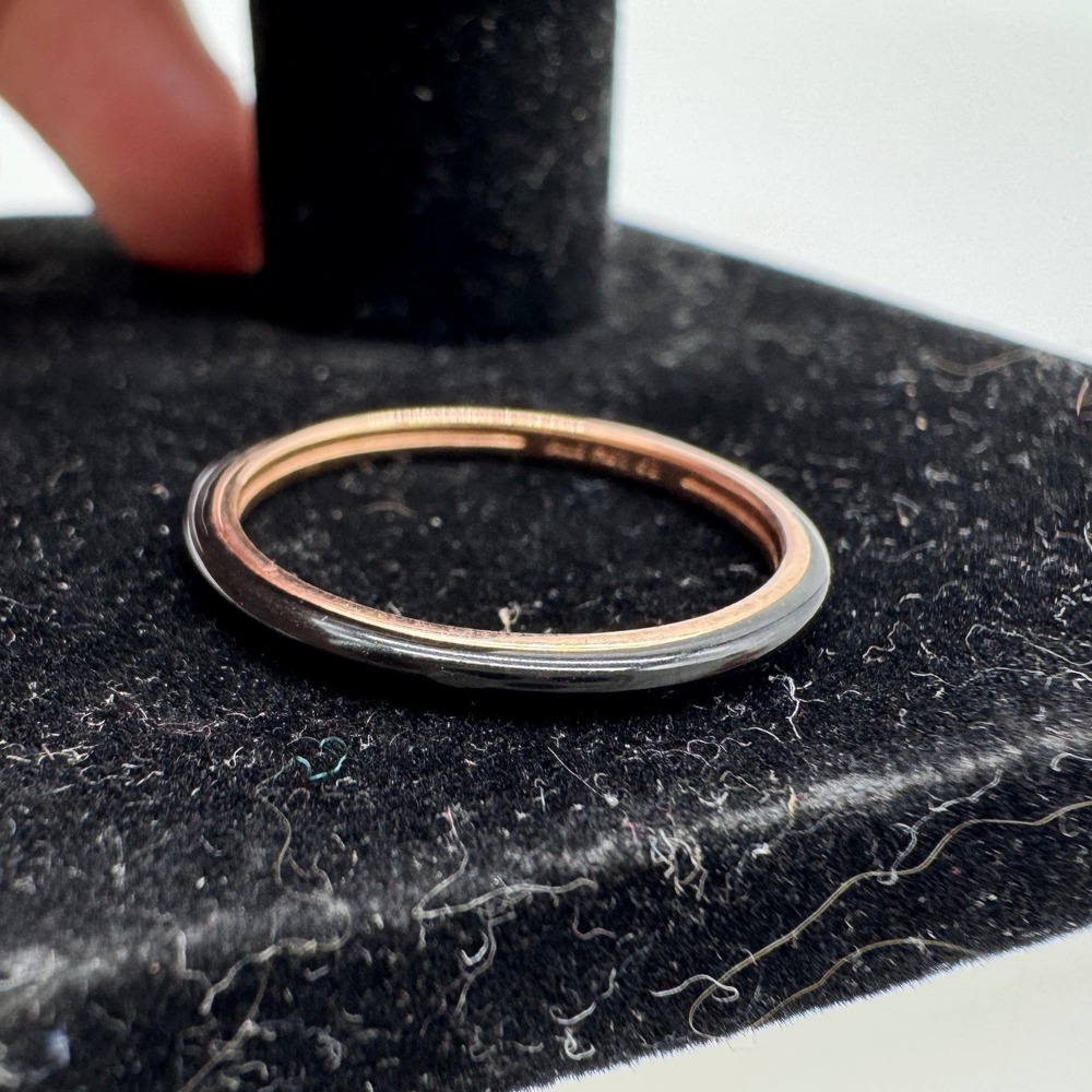 Pandora ME Black Enamel Ring 14k Rose Gold Plated Stackable Band Size 62 US 10